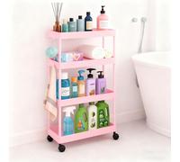 powerking 4-Tier Slim Rolling Utility Storage Cart, Carro de Trolley, Organizador de Estantes Móviles para Cocina, Lavandería, Sala de Estar, Baño, Oficina, Lugares Estrechos (Rosa, 4-Tiers)