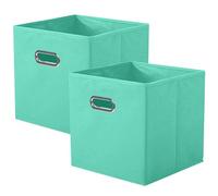 powerking Caja de almacenamiento de tela, cajón de caja de almacenamiento de tela plegable de 2 piezas, con manijas metálicas, para armarios y juguetes, Verde Menta