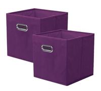 powerking Caja de almacenamiento de tela, cajón de caja de almacenamiento de tela plegable de 2 piezas, con manijas metálicas, para armarios y juguetes, Morado