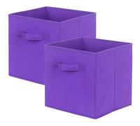 powerking Caja de almacenamiento para armarios y juguetes, caja de almacenamiento de tela plegable y cajón de almacenamiento de tela, juego de 2 piezas (Púrpura)
