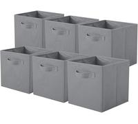 powerking Caja de almacenamiento para armarios y juguetes, caja de almacenamiento de tela plegable y cajón de almacenamiento de tela, juego de 6 piezas (gris)