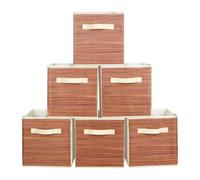 powerking Cajas de almacenamiento para armarios y juguetes, cajas de almacenamiento de tejidos plegables y cajones de almacenamiento de tejidos, juego de 6 piezas (Grano de madera de color claro)