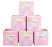 powerking Cajas de almacenamiento para armarios y juguetes, cajas de almacenamiento de tejidos plegables y cajones de almacenamiento de tejidos, juego de 6 piezas (tie - Dye de color)