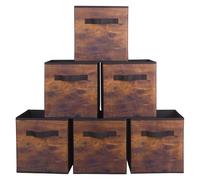 powerking Cajas de almacenamiento para armarios y juguetes, cajas de almacenamiento de tejidos plegables y cajones de almacenamiento de tejidos, juego de 6 piezas (grano de madera retro)