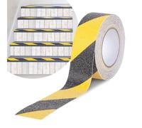 powerking Cinta de seguridad antideslizante amarilla y negra para escalones de piso, rayas antideslizantes de advertencia de peligro con grano de alta tracción, cintas de precaución impermeables al