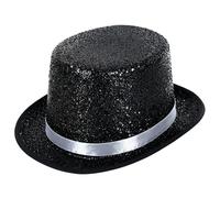 powerking Gorra para adultos, gorra de esmoquin brillante gorra de mago para hombres y mujeres, accesorios para la fiesta de vestidos de lujo (Bling-Blanco)