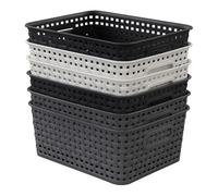 powerking Plastic Storage Basket, Shelf Baskets with Handles, 6 Pack Storage Bins Organizer for Home, Office Drawer, Closets and Cabinets