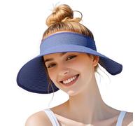 powerking Sombreros Plegables con Visera para Mujer, protección Solar, Sombrero de Playa de Paja de ala Ancha, Sombreros de Verano Vacaciones de Verano