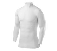 PowerLayer Camiseta Compresión Hombre - Camiseta Interior Térmica de Manga Larga y Cuello Alto para Hombre - Compression Shirt para Ciclismo Entrenamiento Gym Running Rugby - Blanco, XL