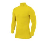 PowerLayer Camiseta Compresión Hombre - Camiseta Interior Térmica de Manga Larga y Cuello Alto para Hombre - Compression Shirt para Ciclismo Entrenamiento Gym Running Rugby - Amarillo, M