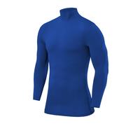PowerLayer Camiseta Compresión Niños - Camiseta Interior Térmica de Manga Larga y Cuello Alto para Niños - Compression Shirt para Ciclismo Entrenamiento Gym Running Rugby - Azul Brillante, 10-12 años