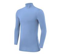 PowerLayer Camiseta Compresión Niños - Camiseta Interior Térmica de Manga Larga y Cuello Alto para Niños - Compression Shirt para Ciclismo Entrenamiento Gym Running Rugby - Azul Claro, 10-12 años