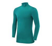 PowerLayer Camiseta Compresión Niños - Camiseta Interior Térmica de Manga Larga y Cuello Alto para Niños - Compression Shirt para Ciclismo Entrenamiento Gym Running Rugby - Verde, 6-8 años