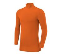 PowerLayer Camiseta Compresión Niños - Camiseta Interior Térmica de Manga Larga y Cuello Alto para Niños - Compression Shirt para Ciclismo Entrenamiento Gym Running Rugby - Naranja, 10-12 años