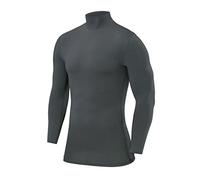 PowerLayer Camiseta Compresión Niños - Camiseta Interior Térmica de Manga Larga y Cuello Alto para Niños - Compression Shirt para Ciclismo Entrenamiento Gym Running Rugby - Verde Oscuro, 12-14 años