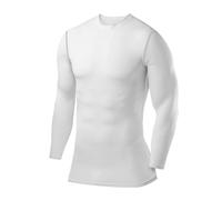PowerLayer Hombre Camiseta Compresión Termica - Manga Larga - Camisetas Termicas Cuello Corto - Blanco, L