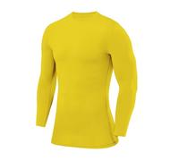 PowerLayer Hombre Camiseta Compresión Termica - Manga Larga - Camisetas Termicas Cuello Corto - Amarillo, L