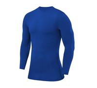 PowerLayer Hombre Camiseta Compresión Termica - Manga Larga - Camisetas Termicas Cuello Corto - Azul Brillante, XL