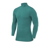 PowerLayer Hombre Camiseta Compresión Termica - Manga Larga - Camisetas Termicas Cuello Corto - Verde, XL