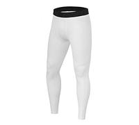 PowerLayer Hombre Mallas de Compresion Termicas para Running - Pantalon Deporte - Blanco, M