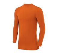 PowerLayer Niño Camiseta Compresión Termica - Manga Larga - Camisetas Termicas Cuello Corto - Naranja, 10-12 años