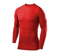 PowerLayer Niño Camiseta Compresión Termica - Manga Larga - Camisetas Termicas Cuello Corto - Rojo, 12-14 Años