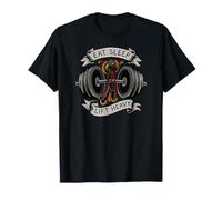 Powerlifting Eat Sleep Lift Heavy Gym Workout Camiseta