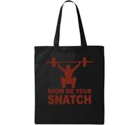 Powerlifting Show Me Your Snatch Gym Logo - Bolsa de algodón ecológico natural, color negro, Black, Talla única