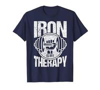 Powerlifting Strongman: el Hierro es mi Terapia Fitness. Camiseta, Hombre, Azul Marino, 5XL