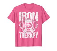 Powerlifting Strongman: el Hierro es mi Terapia Fitness. Camiseta, Hombre, Rosa Jaspeado, XL