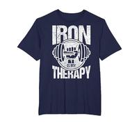 Powerlifting Strongman: el Hierro es mi Terapia Fitness. Camiseta, Hombre Tallas Grandes, Azul Marino, 3X Alto