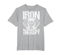 Powerlifting Strongman: el Hierro es mi Terapia Fitness. Camiseta, Hombre Tallas Grandes, Gris Jaspeado, 2X Alto
