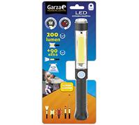 PowerLights Garza Linterna led de aluminio con punta magnética imantada extensible y flexible y luz fría 6500K en lateral 200LM y frontal 90LM. IP44 (Punta Imantada Extensible)