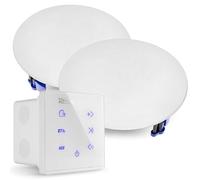 Powerline A50WSet Sistema de Sonido Empotrado con Amplificador Bluetooth 5.0, Pantalla táctil y 2 Altavoces de Techo 6,5", MP3 USB Micro SD, Mando y Caja de empotrar
