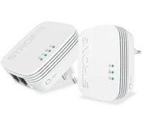 Strong - Mini Kit Powerline 600 - Doble Toma PLC - Toma PLC 600 Mbps + Toma PLC WiFi 300 Mbps - Compatible con Box/Router - 1 Puerto Ethernet - Instalación Plug & Play - Alta Velocidad - Blanco