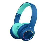 PowerLocus - Auriculares Bluetooth Plegables inalámbricos para niños con Luces LED, HD estéreo, USB-C de Carga rápida, micrófono Integrado, SD Modo y con Cable para iPhone/Tabletas/TV