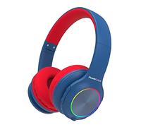 PowerLocus Auriculares Inalámbricos Diadema para Niños, Cascos Bluetooth con Micrófono Incorporado, Auriculares Plegables,luz LED,Soporte Micro SD/TF,94DB Volumen Limitado Seguro para Celulares/PC/TV