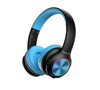 PowerLocus Auriculares Inalámbricos Diadema Plegable para Niños, Cascos Bluetooth con Micrófono Incorporado, luz LED,Soporte Micro SD/TF,94DB Volumen Limitado Seguro para Celulares/PC/TV