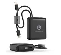 PowerLocus Batería Externa de Carga Rápida, Power Bank de 10.000 mAh Pequeña, USB C PD 20W con Cable Integrado, Súper Ligero 171g, Pantalla LED, Cargador Portátil Mini de 3 Puertos para iPhone