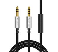 PowerLocus Cable Audio Jack 3.5mm Macho Macho con Micrófono, 1M, Cable Audio de Nylon Trenzado Mini Jack a Mini Jack Auxiliar, HiFi Estéreo, Para Móviles,Cascos Bluetooth, Audio Coche, TV
