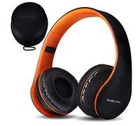 PowerLocus P1 - Auriculares Bluetooth inalambricos de Diadema Cascos Plegables, Casco Bluetooth con Sonido Estéreo con Conexión a Bluetooth Inalámbrico y Cable para Movil, PC, Tablet - Naranja