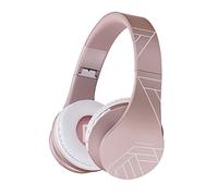 PowerLocus P1 - Auriculares Bluetooth inalambricos de Diadema Cascos Plegables, Casco Bluetooth con Sonido Estéreo con Conexión a Bluetooth Inalámbrico y Audio Cable para Movil,PC,Tablet (Oro Rosa PL)