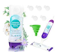 PowerMop Swiffer PowerMop - Botella recargable para escoba 24 FL.OZ reutilizable a prueba de fugas para múltiples soluciones de limpieza de pisos con 1 embudo y 5 tapones flexibles de repuesto