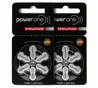 PowerOne Evolution Size 312 - Pilas para audífonos (1,45 V, Zinc y Aire con duración Mejorada de la batería (12 baterías)