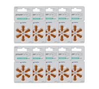 PowerOne Hearing Aid Pilas tamaño 312, PR41 (60 Pilas) + 2 Cell Battery Keychain Kit