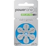 Powerone tamaño 675 sin mercurio pilas para audífonos, 5 paquetes de 6 celdas + libre recargable Caddy