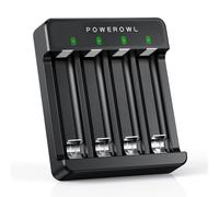 POWEROWL Cargador de Pilas Recargables Rápido, para Pilas Recargables Ni-MH AA AAA, Sin Adaptador（Negro）