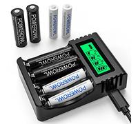 POWEROWL Cargador Rápido de Pilas con 4 Piezas AA 2800mAh Pilas Recargables y 4 Piezas AAA 1000mAh Ni-MH Baterías Recargables