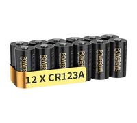 POWEROWL CR123A Pilas de Litio 3V, 12 Piezas 123 Pilas (CR123 / CR123A / CR17345) para Sensores, Cerraduras sin Llave, Flashes Fotográficos y Linternas (No Recargables)