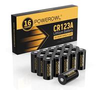 POWEROWL Pilas 123 Cr123A de 3V, 16 Unidades, de Alta Capacidad, 123 A, C123, para Linterna, Sensor de Cámara